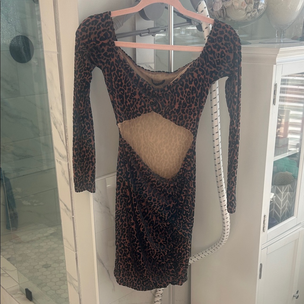 Naked Wardrobe Leopard Long Sleeve Dress